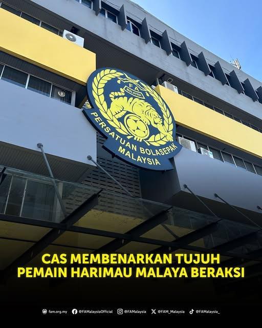 官方：经国际体育仲裁法庭批准，马来西亚7名归化的禁赛处罚暂缓执行